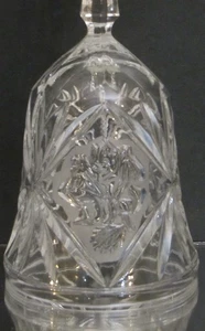 Crystal Bell Pressed Glass Rose Pattern Etched around the Rose 7 1/2" x 3 1/16" - Picture 1 of 6