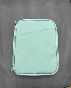 Padded Case Fits Standard Tablet/book/bible 10 x 8” Zip with inside pockets teal - Imagen 1 de 7