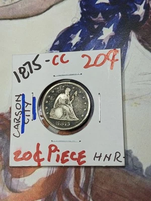 1875-CC 20c Twenty Cent Piece Key Date Carson City Fine  original Desert TONING! - Image 1 of 4