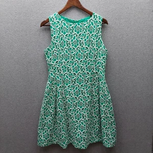 Vestido para mujer Eva Mendes New York & Company talla 12 verde y blanco de encaje sin mangas - Imagen 1 de 3