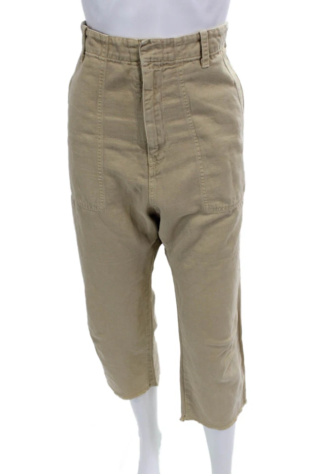 Calça Nili Lotan feminina texturizada forrada perna reta cáqui tamanho 06 - Imagem 1 de 4