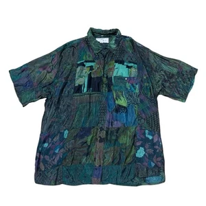Vintage Camp Hemd Gr. XL Viskose Casuals in Stoff von Three G Patchwork Bauer LESEN - Bild 1 von 11