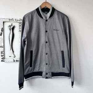 NWT Men’s Ben Sherman The Original Gray Herringbone Bomber Jacket Sz S - Picture 1 of 6