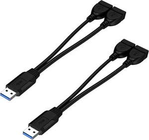 USB 3.0 Female to Dual Male Splitter Cable, 2 Pack Blue,White - Afbeelding 1 van 2