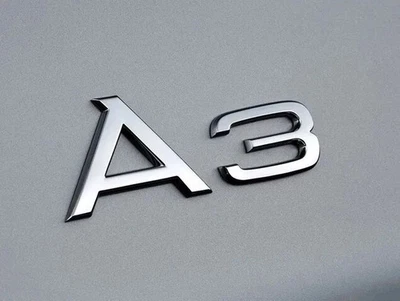 LETRAS TRASERAS AUDI A3 PARA TAPA MALETERO, PLACA, EMBLEMA, CROMO PLATEADO Foto 1 de 3