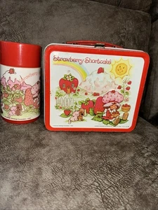 Vintage 1980 Strawberry Shortcake Metal Lunchbox With Thermos - Picture 1 of 24