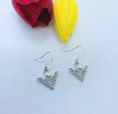 Elegante Damen Ohrringe – Modeschmuck Silber mit Strasssteinen Perle Nickelfrei - Bild 1 von 3