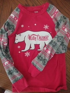 Boys Polar Bear Christmas Long sleeve Shirt Pajama Top Size 7 - Picture 1 of 2