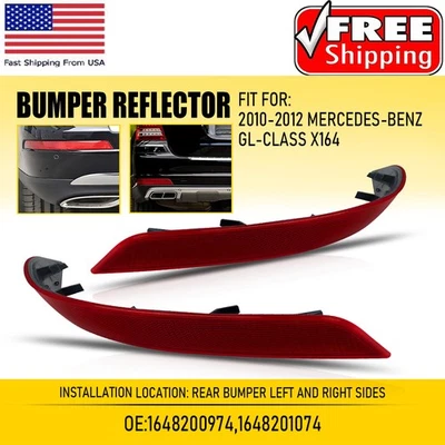 Rear Bumper Reflector Light for 10-12 Mercedes-Benz GL-Class X164 GL350 GL450 2X - Image 1 of 4