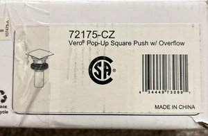 Delta Metal Grifo Push Vero Pop-up Cuadrado Empuje con Desbordamiento 72175-CZ - Imagen 1 de 4