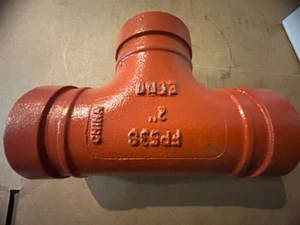 T-shirt 2" connessioni scanalate ferro duttile verniciato arancione nuova #20 spedizione veloce - Foto 1 di 6