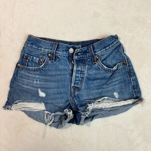 Pantalones Cortos de Jean Levi's 501 Botón Mosca Corte Envejecido Informales Denim Para Mujer 24W - Imagen 1 de 13