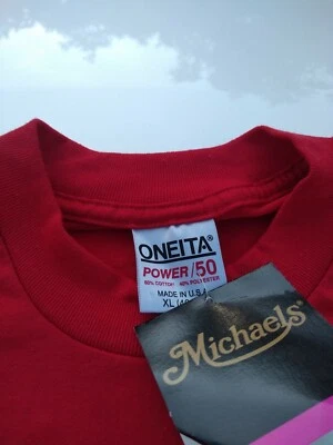 Camiseta De Colección Oneita Rojo en Blanco 50/50 1992 Sin Usar Con Etiqueta Adulto XL Camiseta Foto 1 de 4