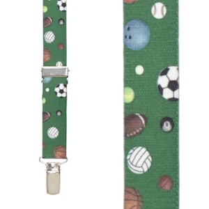 SuspenderStore Kids' Sport Balls Suspenders- 1-In Wide Elastic - CLIP - 3 Sizes - Picture 1 of 7
