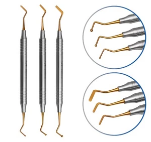 3 Pcs Dental Composite Filling Instrument Gold Titanium Coated 8 MM Handle - Picture 1 of 5