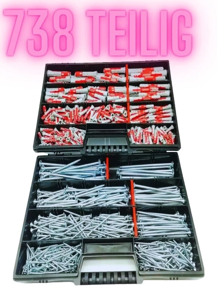 FISCHER, DRESSELHAUS , BTG Fischer DUOPOWER Sortiment Dübel 5 6 8 10mm Kurz/Lang +Schrauben 738 TEILE