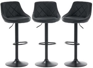 3 X BLACK Bar stools , CORDOBA, set of 3,, Matt Black Metal - Picture 1 of 8