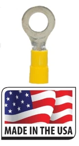 (25) 12-10 YELLOW VINYL RING TERMINAL 5/16 ELECTRICAL CONNECTOR MADE IN USA - Picture 1 of 1