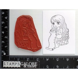 SELLOS DE GOMA COJÍN ADHESIVO NIÑA LLORANDO OJOS GRANDES SILLA ESCRITURA PERGAMINO #2667 - Imagen 1 de 2