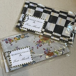 Brand New Mackenzie Childs Courtly Check And Flower Market Face Masks - Pleated - Picture 1 of 5