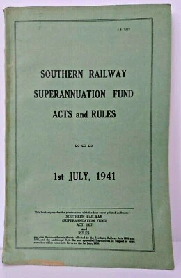 Southern Railway Superannuation fund acts and Rules 1941 Book 8.5*5.5" - Image 1 of 4