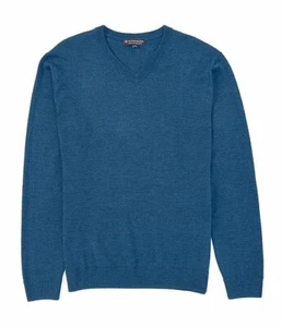 HART SCHAFFNER MARX MEN'S V-NECK MERINO WOOL SWEATER BLUE SZ S -NWT - Picture 1 of 1