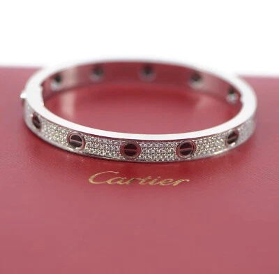 Brazalete Cartier Pave Diamante Cerámica Oro Blanco 18K Love Talla 18 Foto 1 de 4