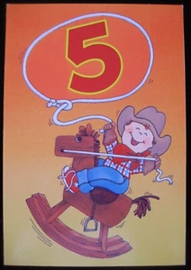 Biglietto di auguri compleanno vintage cowboy su cavallo a dondolo di Murray Chrome Hallmark - Foto 1 di 8