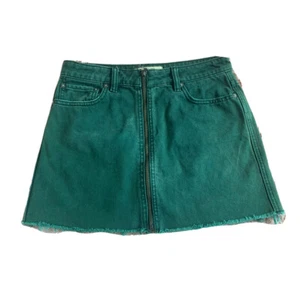Free People We The Free Zip It Up Minirock Gr. 26 Wildnisgrün roher Saum - Bild 1 von 9