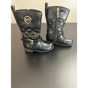 Michael Kors Boots Girls Size 5 Katya Quilted Riding Faux Leather Black - Picture 1 of 16