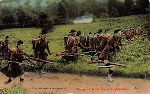WWI VINTAGE POSTCARD CHARGE OF HEROIC SCOTTISH HIGHLANDER SOLDIERS 1917 012524 T - Picture 1 of 2