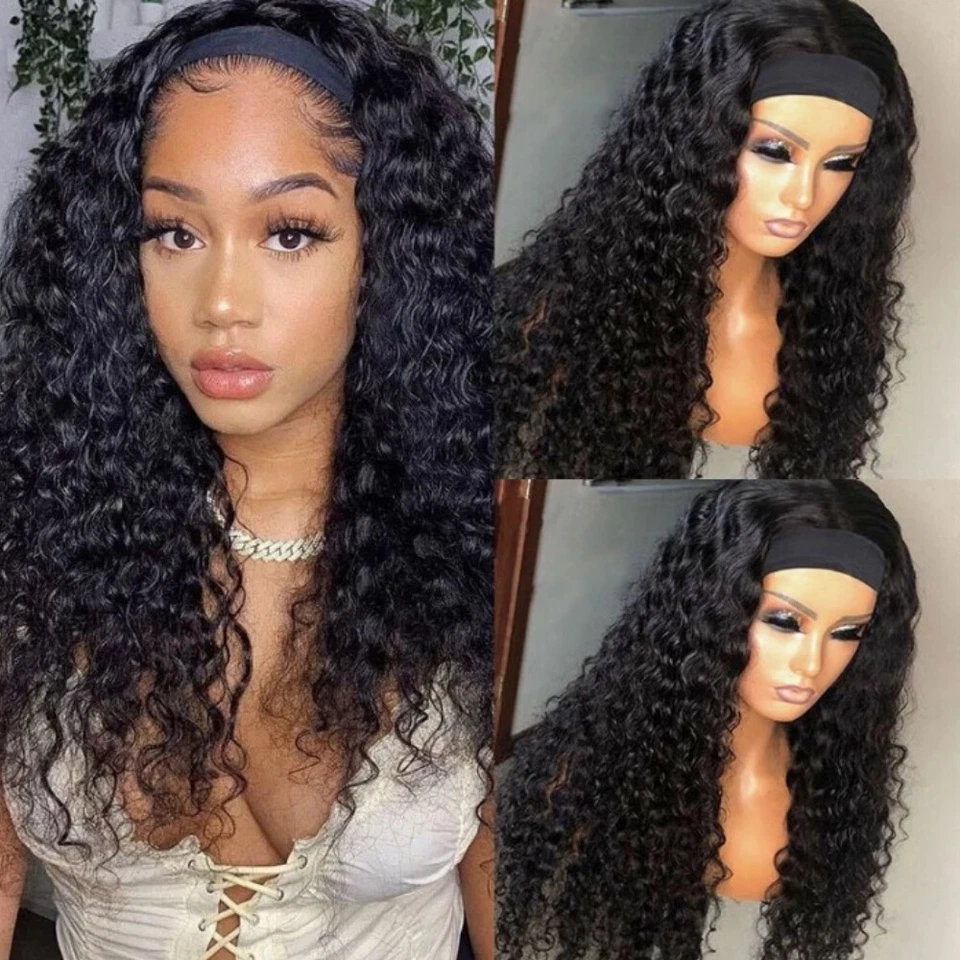 UNice Malaysian Water Wave Headband Human Hair Wigs for Black Women Glueless Wig - Image 1 of 4