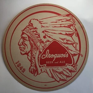 Bandeja de cerveza iroquesa cabeza india forro de dos caras rojo vintage Buffalo NY - Imagen 1 de 18