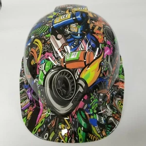 Hard Hat custom hydro dipped , OSHA approved CAP STYLE, TUNER STICKER BOMB TURBO - Picture 1 of 5