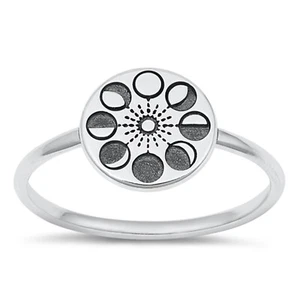 Moon Phases Stackable Ring 925 Sterling Silver 9.7mm Size 4-10 - Picture 1 of 2