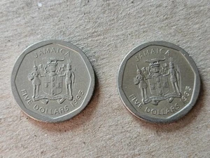 Jamaica $5 / Five Dollars Coin - Two Each - 1995 - Lightly Circulated - Picture 1 of 2