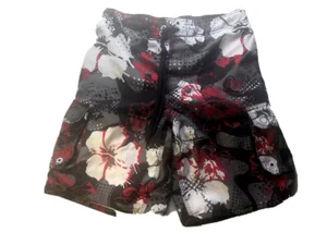 OP Boys Size 32/34 Board Shorts Black w Red and Gray pattern Stitched Logo - Picture 1 of 10