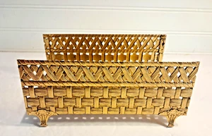 Vintage Hollywood Regency Messing goldfarben Metall Serviettenhalter 5x8 Zoll Fuß - Bild 1 von 17