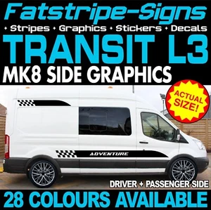 para FORD TRANSIT MK8 L3 LWB GRÁFICOS PEGATINAS CALCOMANÍAS CÁMPER FURGONETA AUTOCARAVANA ST - Imagen 1 de 2