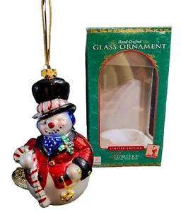 Vtg 1999 Brass Key Lumiere Blown Glass Hand Crafted Ornament Snowman Limited Ed. - Picture 1 of 17