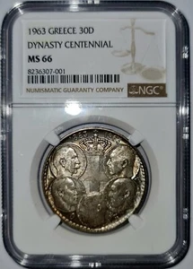 GREECE / 1963 30 Drachmai Centennial - Five Kings - NGC MS 66 !!! - Picture 1 of 2