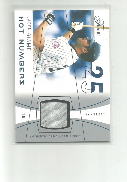2004 FLAIR HOT NUMBERS GAME USED BLUE #JG JASON GIAMBI  JERSEY 100/250 - Image 1 of 2