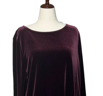 Blusa Chicos Travelers Top XXL 4 Púrpura Terciopelo Lentejuelas Ribete Dobladillo Asimétrico Nueva con Etiquetas Foto 1 de 4