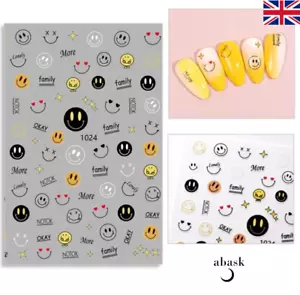 Nail Stickers Smiley Face Self Adhesive Nails Nirvana Face Cartoon Nail Stickers - Picture 1 of 5