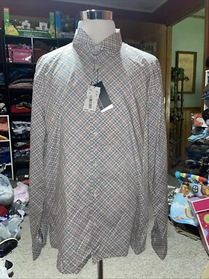 Men’s Perry Ellis Big Tall Stretch Button Up Shirt 3XLT NWT Red, White, Blue C2 - Image 1 of 4