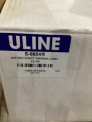 Uline Thermal Labels Open Case Of 12 S8604R Red 4x6 - Image 1 of 4