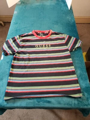 Guess T-Shirt Mens Short Sleeve Striped Sz Medium Asap Rocky Crew Neck Pullover - Image 1 of 4