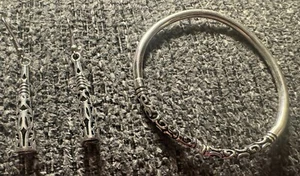 Silberfarbenes Armband und passende Ohrringe Set - Bild 1 von 6