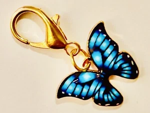 Deep Blue Butterfly Pretty Lobster Clip On Charm Enamel & Metal Gift Jewellery - Picture 1 of 4