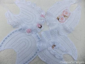 CROCHET PATTERN (PRINTED PAPER) TO MAKE **ANGEL BIBS** FOR NEWBORN / REBORN BABY - Picture 1 of 1